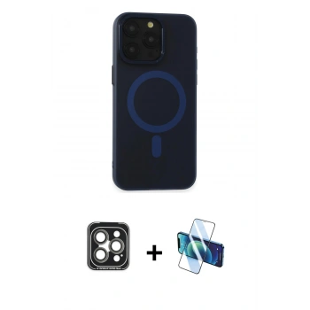 MARSİLYAN™- iPhone 15 Pro Max Kılıf Yadigar Işık - Siyah 3D Antistatik Seramik Nano Ekran Koruyucu + PVD Metal Kamera Lens - GI