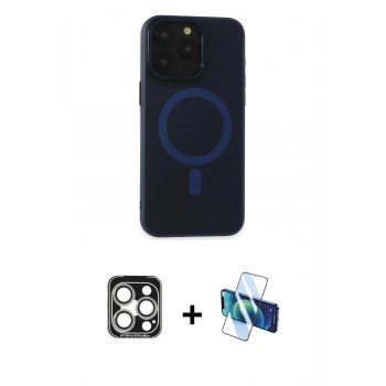 MARSİLYAN™- iPhone 15 Pro Max Kılıf Yadigar Işık - Siyah 3D Antistatik Seramik Nano Ekran Koruyucu + PVD Metal Kamera Lens - GS