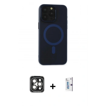 MARSİLYAN™- iPhone 15 Pro Max Kılıf Yadigar Işık - Siyah Bilvis 0.18mm Plus Cam Ekran Koruyucu + PVD Metal Kamera Lens - GI