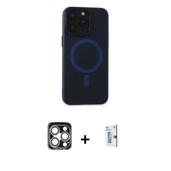 MARSİLYAN™- iPhone 15 Pro Max Kılıf Yadigar Işık - Siyah Bilvis 0.18mm Plus Cam Ekran Koruyucu + PVD Metal Kamera Lens - GS