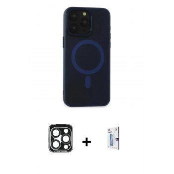 MARSİLYAN™- iPhone 15 Pro Max Kılıf Yadigar Işık - Siyah Bilvis 0.18mm Plus Cam Ekran Koruyucu + PVD Metal Kamera Lens - LT