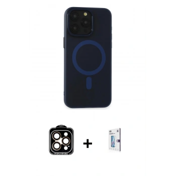 MARSİLYAN™- iPhone 15 Pro Max Kılıf Yadigar Işık - Siyah Bilvis 0.18mm Plus Cam Ekran Koruyucu + PVD Metal Kamera Lens - TU