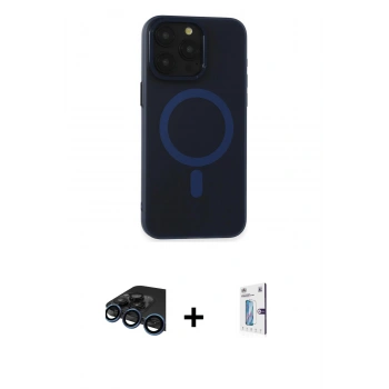 MARSİLYAN™- iPhone 15 Pro Max Kılıf Yadigar Işık - Siyah Bilvis 0.18mm Plus Cam Ekran Koruyucu + Raze Metal Kamera Lens - LT