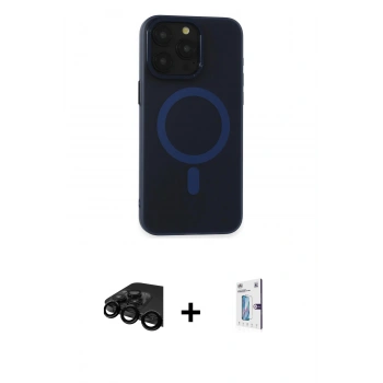 MARSİLYAN™- iPhone 15 Pro Max Kılıf Yadigar Işık - Siyah Bilvis 0.18mm Plus Cam Ekran Koruyucu + Raze Metal Kamera Lens - SH