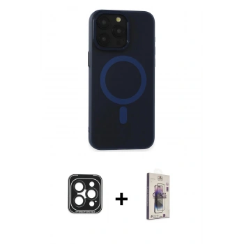 MARSİLYAN™- iPhone 15 Pro Max Kılıf Yadigar Işık - Siyah Bilvis 3D Cam Ekran Koruyucu + PVD Metal Kamera Lens - SH