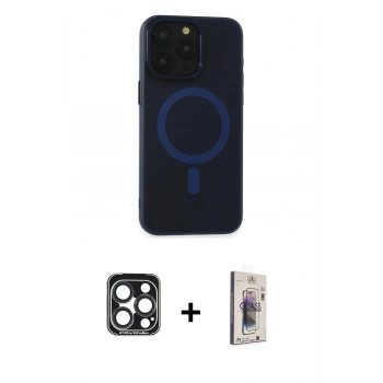 MARSİLYAN™- iPhone 15 Pro Max Kılıf Yadigar Işık - Siyah Bilvis 3D Cam Ekran Koruyucu + PVD Metal Kamera Lens - LT