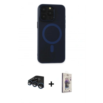 MARSİLYAN™- iPhone 15 Pro Max Kılıf Yadigar Işık - Siyah Bilvis 3D Cam Ekran Koruyucu + Raze Metal Kamera Lens - LT
