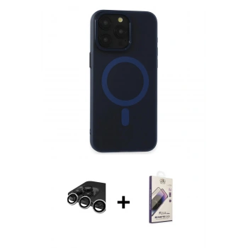 MARSİLYAN™- iPhone 15 Pro Max Kılıf Yadigar Işık - Siyah Bilvis 3D Mat Cam Ekran Koruyucu + Raze Metal Kamera Lens - GS