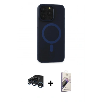 MARSİLYAN™- iPhone 15 Pro Max Kılıf Yadigar Işık - Siyah Bilvis 3D Mat Cam Ekran Koruyucu + Raze Metal Kamera Lens - LT