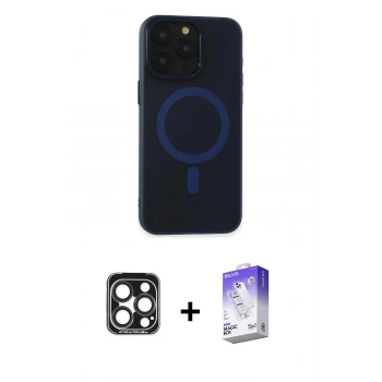 MARSİLYAN™- iPhone 15 Pro Max Kılıf Yadigar Işık - Siyah Bilvis 5in1 3D Magic Cam Ekran Koruyucu + PVD Metal Kamera Lens - LT