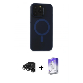 MARSİLYAN™- iPhone 15 Pro Max Kılıf Yadigar Işık - Siyah Bilvis 5in1 3D Magic Cam Ekran Koruyucu + Raze Metal Kamera Lens - TMGI