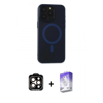 MARSİLYAN™- iPhone 15 Pro Max Kılıf Yadigar Işık - Siyah Bilvis 5in1 3D Magic Cam Ekran Koruyucu + PVD Metal Kamera Lens - TU