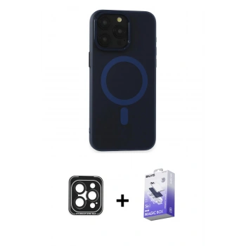MARSİLYAN™- iPhone 15 Pro Max Kılıf Yadigar Işık - Siyah Bilvis 5in1 5D Magic Hayalet Cam Ekran Koruyucu + PVD Metal Kamera Lens - SH