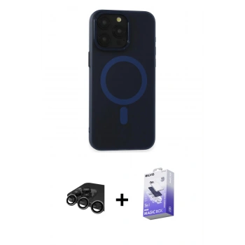 MARSİLYAN™- iPhone 15 Pro Max Kılıf Yadigar Işık - Siyah Bilvis 5in1 5D Magic Hayalet Cam Ekran Koruyucu + Raze Metal Kamera Lens - TMGI