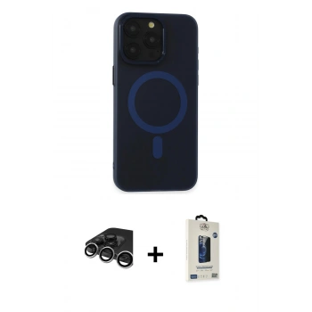 MARSİLYAN™- iPhone 15 Pro Max Kılıf Yadigar Işık - Siyah Bilvis Hayalet Cam Ekran Koruyucu + Raze Metal Kamera Lens - GS
