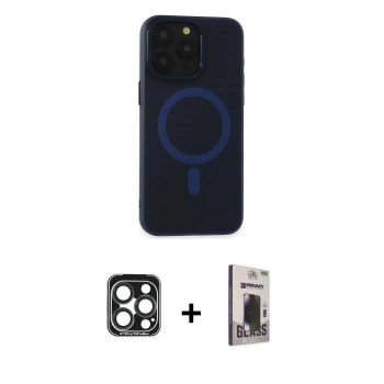 MARSİLYAN™- iPhone 15 Pro Max Kılıf Yadigar Işık - Siyah Bilvis Hayalet Cam Ekran Koruyucu + PVD Metal Kamera Lens - LT