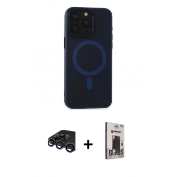 MARSİLYAN™- iPhone 15 Pro Max Kılıf Yadigar Işık - Siyah Bilvis Hayalet Cam Ekran Koruyucu + Raze Metal Kamera Lens - LT