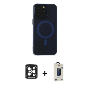 MARSİLYAN™- iPhone 15 Pro Max Kılıf Yadigar Işık - Siyah Bilvis Hayalet Cam Ekran Koruyucu + PVD Metal Kamera Lens - SH