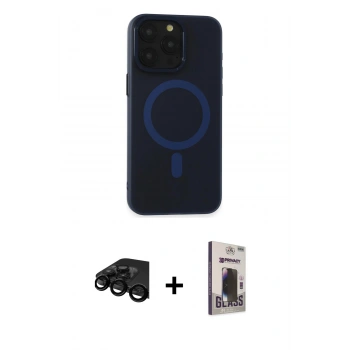 MARSİLYAN™- iPhone 15 Pro Max Kılıf Yadigar Işık - Siyah Bilvis Hayalet Cam Ekran Koruyucu + Raze Metal Kamera Lens - SH