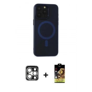 MARSİLYAN™- iPhone 15 Pro Max Kılıf Yadigar Işık - Siyah Buffer Cam Ekran Koruyucu + PVD Metal Kamera Lens - GS