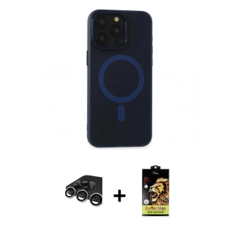 MARSİLYAN™- iPhone 15 Pro Max Kılıf Yadigar Işık - Siyah Buffer Cam Ekran Koruyucu + Raze Metal Kamera Lens - GS
