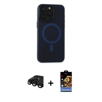 MARSİLYAN™- iPhone 15 Pro Max Kılıf Yadigar Işık - Siyah Buffer Hayalet Cam Ekran Koruyucu + Raze Metal Kamera Lens - SH