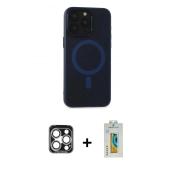 MARSİLYAN™- iPhone 15 Pro Max Kılıf Yadigar Işık - Siyah Polymer Nano Ekran Koruyucu + PVD Metal Kamera Lens - GS