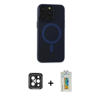 MARSİLYAN™- iPhone 15 Pro Max Kılıf Yadigar Işık - Siyah Polymer Nano Ekran Koruyucu + PVD Metal Kamera Lens - SH