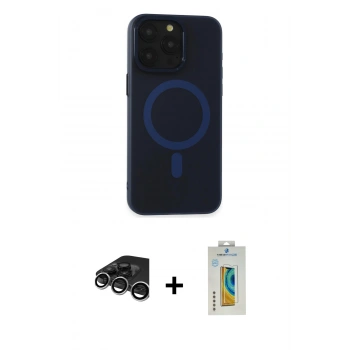 MARSİLYAN™- iPhone 15 Pro Max Kılıf Yadigar Işık - Siyah Polymer Nano Ekran Koruyucu + Raze Metal Kamera Lens - GS
