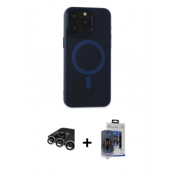 MARSİLYAN™- iPhone 15 Pro Max Kılıf Yadigar Işık - Siyah Vanessa Magic Cam + Raze Metal Kamera Lens - GS