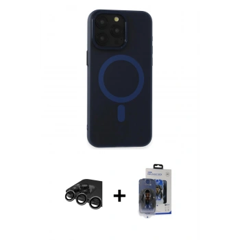 MARSİLYAN™- iPhone 15 Pro Max Kılıf Yadigar Işık - Siyah Vanessa Magic Cam + Raze Metal Kamera Lens - TMGI