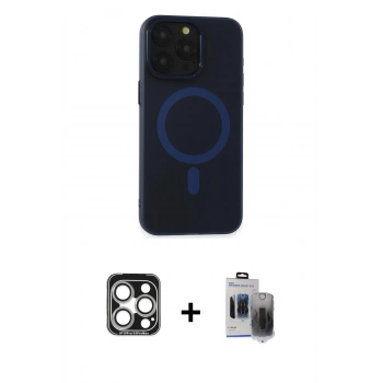 MARSİLYAN™- iPhone 15 Pro Max Kılıf Yadigar Işık - Siyah Vanessa Magic Hayalet Cam + PVD Metal Kamera Lens - GS