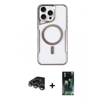 MARSİLYAN™- iPhone 15 Pro Max Kılıf Yadigar Klasik Özel Seri - Şeffaf 360 Full Body Arka Koruyucu + Raze Metal Kamera Lens - GS