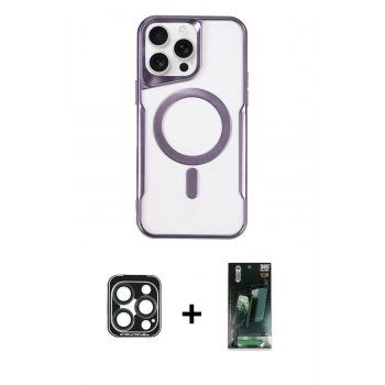 MARSİLYAN™- iPhone 15 Pro Max Kılıf Yadigar Klasik Özel Seri - Şeffaf 360 Full Body Arka Koruyucu + PVD Metal Kamera Lens - LT