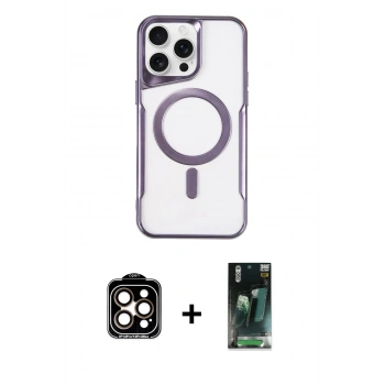 MARSİLYAN™- iPhone 15 Pro Max Kılıf Yadigar Klasik Özel Seri - Şeffaf 360 Full Body Arka Koruyucu + PVD Metal Kamera Lens - TU