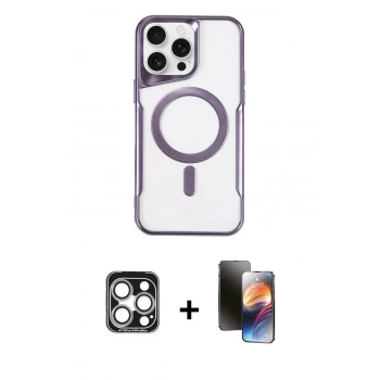 MARSİLYAN™- iPhone 15 Pro Max Kılıf Yadigar Klasik Özel Seri - Siyah 3D Antistatik Mat Seramik Nano Ekran Koruyucu + PVD Metal Kamera Lens - GS