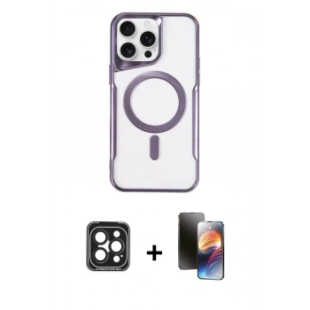 MARSİLYAN™- iPhone 15 Pro Max Kılıf Yadigar Klasik Özel Seri - Siyah 3D Antistatik Mat Seramik Nano Ekran Koruyucu + PVD Metal Kamera Lens - SH