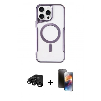 MARSİLYAN™- iPhone 15 Pro Max Kılıf Yadigar Klasik Özel Seri - Siyah 3D Antistatik Mat Seramik Nano Ekran Koruyucu + Raze Metal Kamera Lens - SH