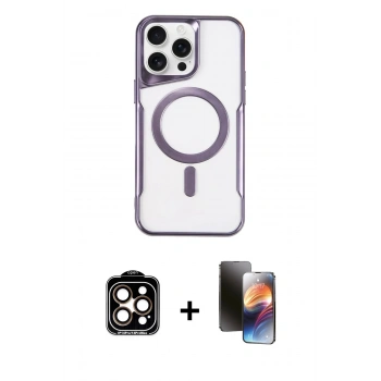 MARSİLYAN™- iPhone 15 Pro Max Kılıf Yadigar Klasik Özel Seri - Siyah 3D Antistatik Mat Seramik Nano Ekran Koruyucu + PVD Metal Kamera Lens - TU