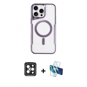 MARSİLYAN™- iPhone 15 Pro Max Kılıf Yadigar Klasik Özel Seri - Siyah 3D Antistatik Seramik Nano Ekran Koruyucu + PVD Metal Kamera Lens - SH