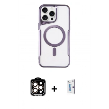 MARSİLYAN™- iPhone 15 Pro Max Kılıf Yadigar Klasik Özel Seri - Siyah Bilvis 0.18mm Plus Cam Ekran Koruyucu + PVD Metal Kamera Lens - TU