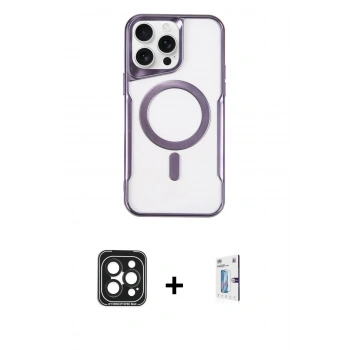 MARSİLYAN™- iPhone 15 Pro Max Kılıf Yadigar Klasik Özel Seri - Siyah Bilvis 0.18mm Plus Cam Ekran Koruyucu + PVD Metal Kamera Lens - SH