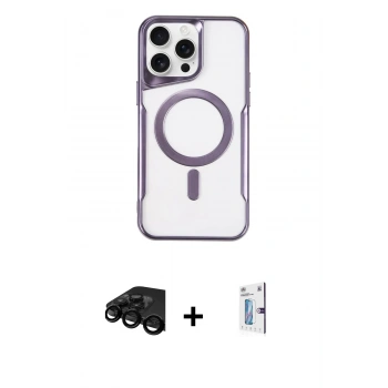 MARSİLYAN™- iPhone 15 Pro Max Kılıf Yadigar Klasik Özel Seri - Siyah Bilvis 0.18mm Plus Cam Ekran Koruyucu + Raze Metal Kamera Lens - SH