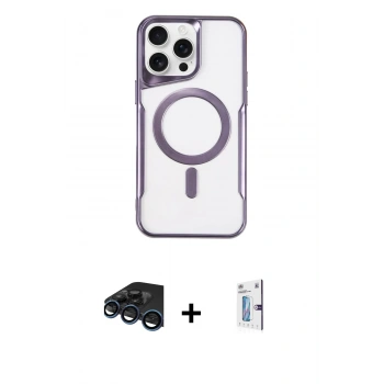 MARSİLYAN™- iPhone 15 Pro Max Kılıf Yadigar Klasik Özel Seri - Siyah Bilvis 0.18mm Plus Cam Ekran Koruyucu + Raze Metal Kamera Lens - LT