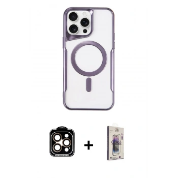 MARSİLYAN™- iPhone 15 Pro Max Kılıf Yadigar Klasik Özel Seri - Siyah Bilvis 3D Cam Ekran Koruyucu + PVD Metal Kamera Lens - TU