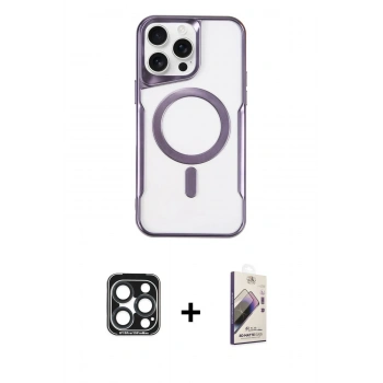 MARSİLYAN™- iPhone 15 Pro Max Kılıf Yadigar Klasik Özel Seri - Siyah Bilvis 3D Mat Cam Ekran Koruyucu + PVD Metal Kamera Lens - LT