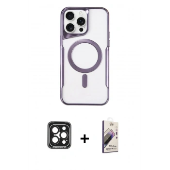 MARSİLYAN™- iPhone 15 Pro Max Kılıf Yadigar Klasik Özel Seri - Siyah Bilvis 3D Mat Cam Ekran Koruyucu + PVD Metal Kamera Lens - SH