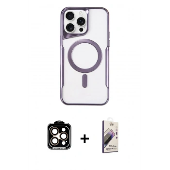 MARSİLYAN™- iPhone 15 Pro Max Kılıf Yadigar Klasik Özel Seri - Siyah Bilvis 3D Mat Cam Ekran Koruyucu + PVD Metal Kamera Lens - TU