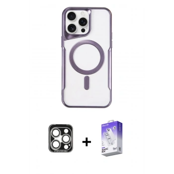 MARSİLYAN™- iPhone 15 Pro Max Kılıf Yadigar Klasik Özel Seri - Siyah Bilvis 5in1 3D Magic Cam Ekran Koruyucu + PVD Metal Kamera Lens - GS