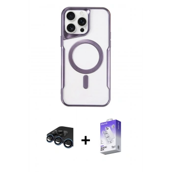 MARSİLYAN™- iPhone 15 Pro Max Kılıf Yadigar Klasik Özel Seri - Siyah Bilvis 5in1 3D Magic Cam Ekran Koruyucu + Raze Metal Kamera Lens - LT